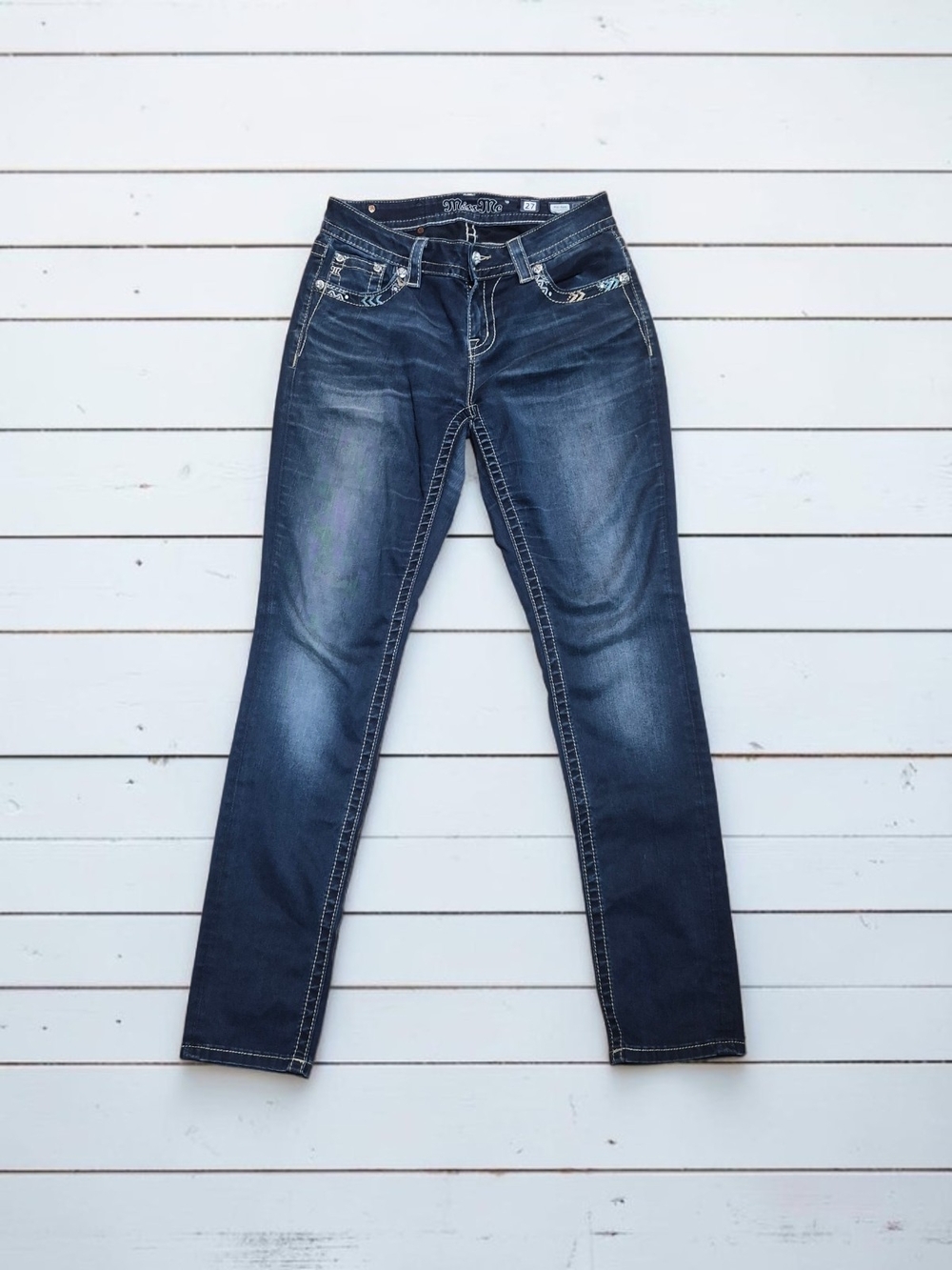 Miss Me Dark Blue Women's Slim Straight Jeans SIZE 7/27